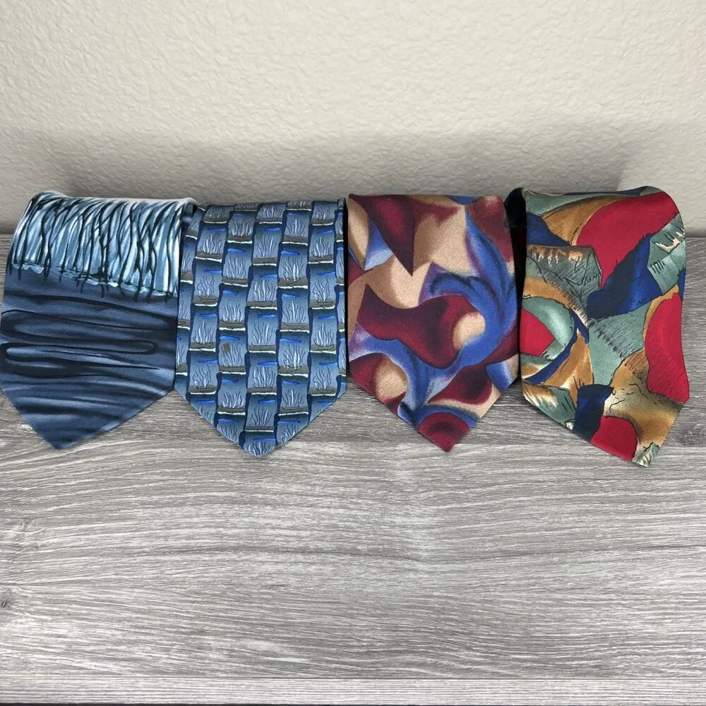 Lot of 4 Vintage Jerry J Garcia Collection Silk Neck Ties Watercolor Abstract
